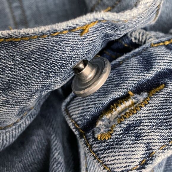 Princess Polly Wide Leg Distressed Raw Hem Cropped Jeans Medium Wash Size 6 - Picture 7 of 10